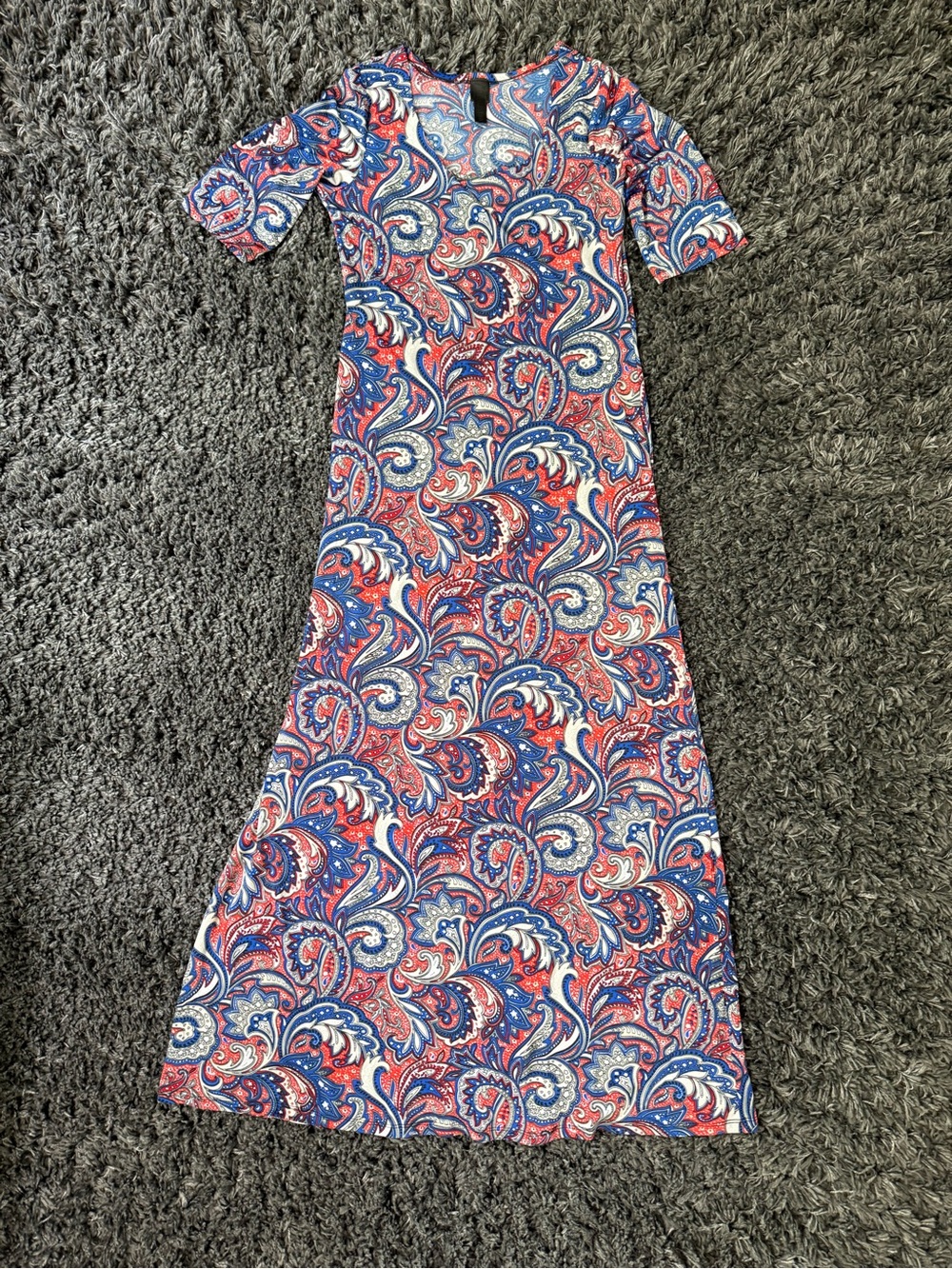 Paisley Print Maxi Dress in Blue & Red